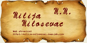 Milija Miloševac vizit kartica